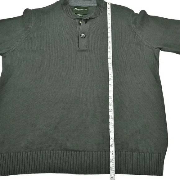 Eddie Bauer Knit Sweater Long  Sleeve Cotton Green Henley Size XXL - Picture 10 of 11